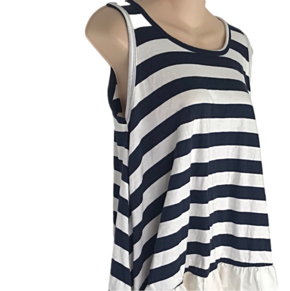 KR DABA - Black & White Striped Frilled Bottom Top - Picture 3 of 6